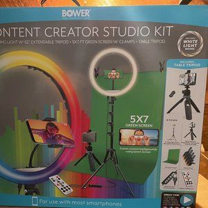 Bower Content Creator Kit with16-inch RGB Ring Light, 62-inch Adjustable Tripod,